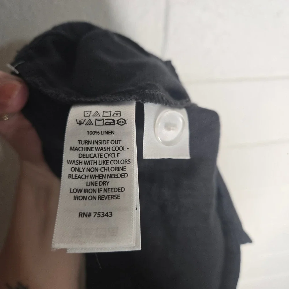 Nicole Miller New York 100% Linen Cargo‎ Pants XL High Rise Lagenlook Minimalist